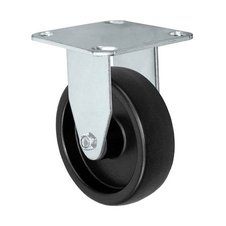 Casterhq 5"x1-1/4" Rigid Caster, Polyolefin Wheel, 325 lbs Capacity, Plate 24CR514PO82B-02